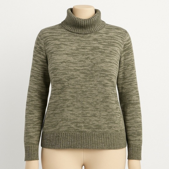 Finity Sweaters - Cashmere Silk Angora Turtleneck Sweater Sz M Olive Cottagecore Minimalist Luxury